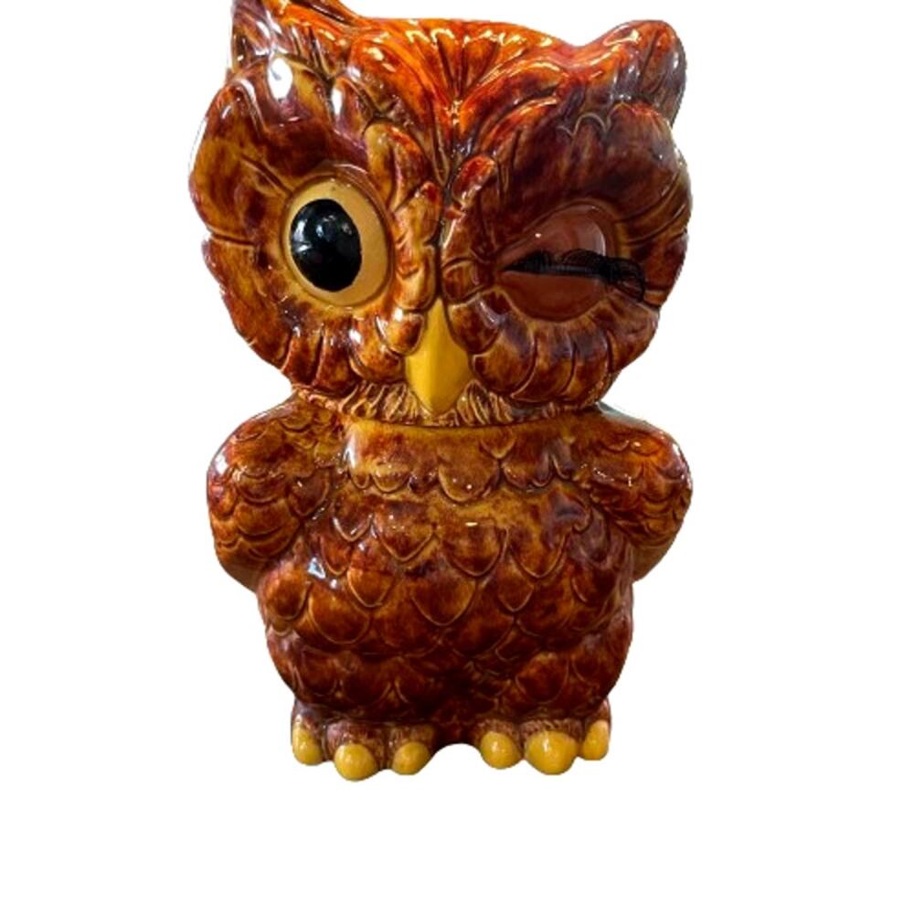 Vintage 1967 Winking Owl Ceramic Cookie Jar